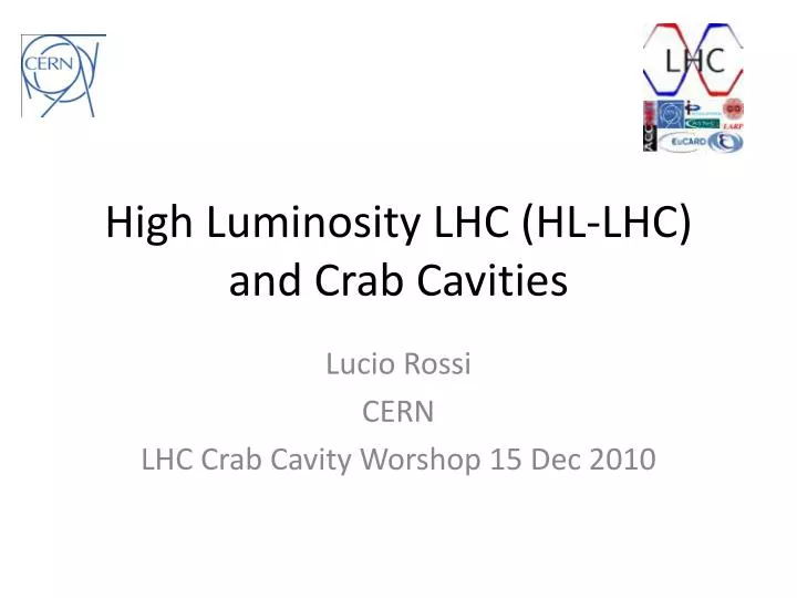 high luminosity lhc hl lhc and crab cavities
