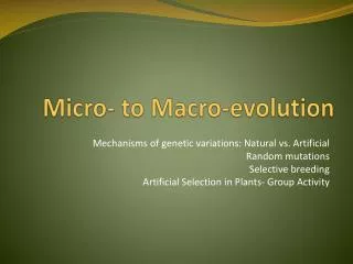 Micro- to Macro-evolution