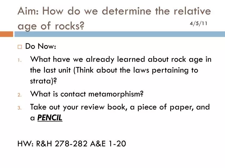 aim how do we determine the relative age of rocks