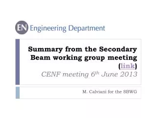 Summary from the Secondary Beam working group meeting ( link ) CENF meeting 6 th June 2013