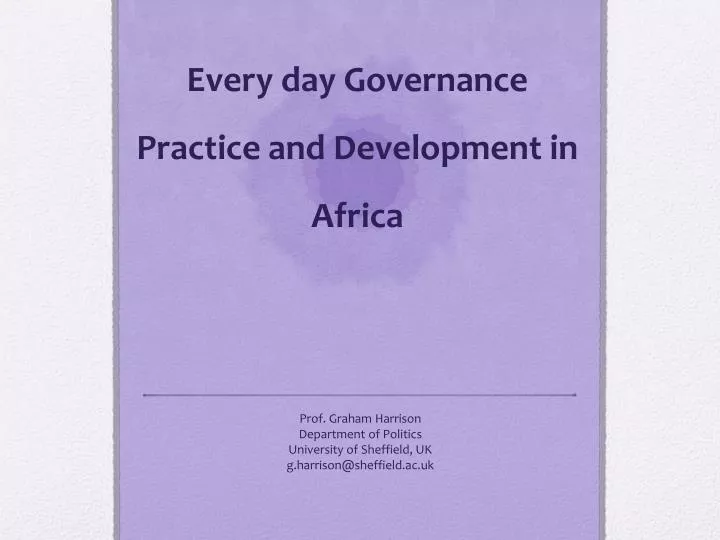 every day governance practice and development in africa