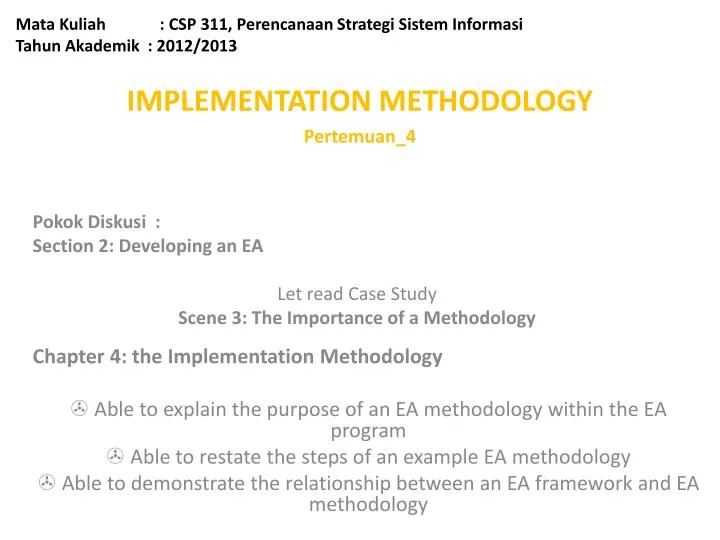 mata kuliah csp 311 perencanaan strategi sistem informasi tahun akademik 2012 2013