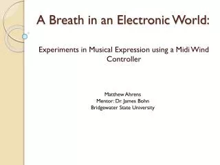 A Breath in an Electronic World: