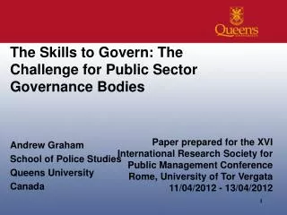 The Skills to Govern: The Challenge for Public Sector Governance Bodies