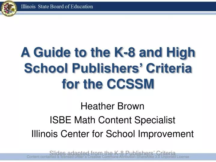 a guide to the k 8 and high school publishers criteria for the ccssm
