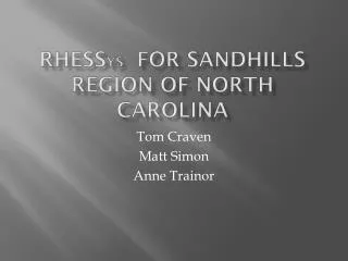 RHESs ys for Sandhills Region of North Carolina