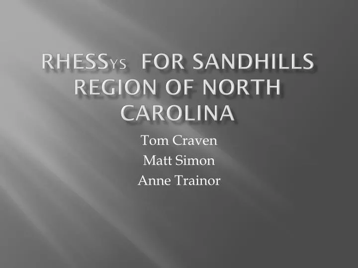 rhess ys for sandhills region of north carolina