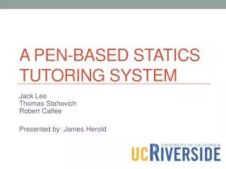 A Pen-Based Statics Tutoring System