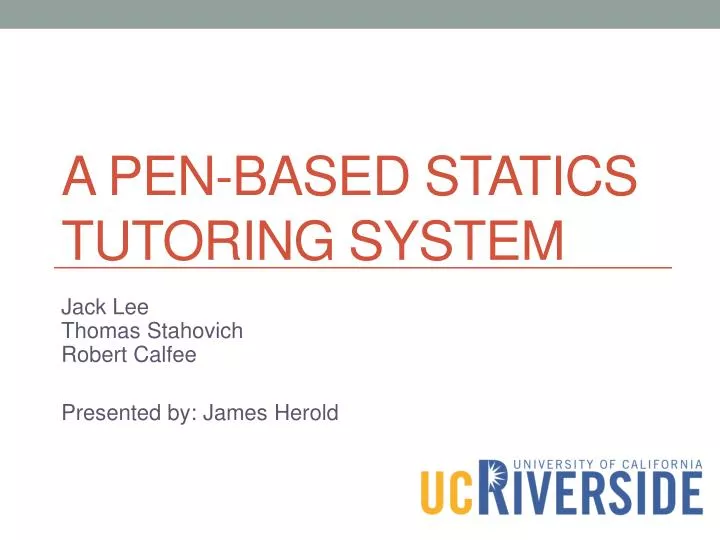 a pen based statics tutoring system