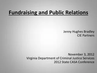 Fundraising and Public Relations