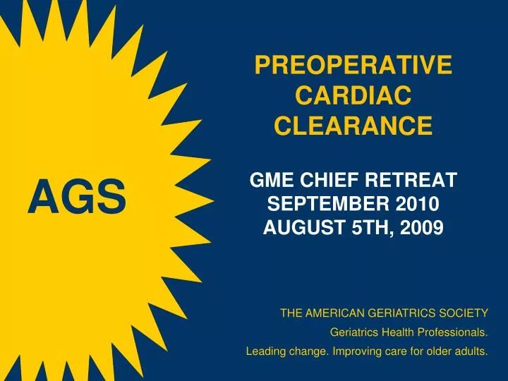 preoperative cardiac clearance gme chief retreat september 2010 august 5th 2009