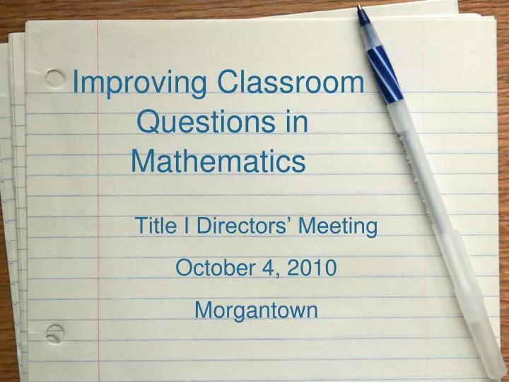 improving classroom questions in mathematics