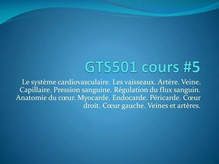 gts501 cours 5