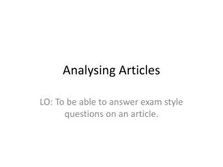 Analysing Articles