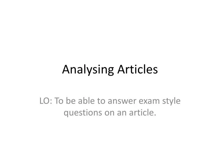 analysing articles