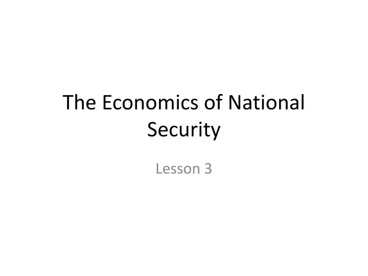 the economics of national security