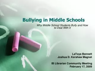 Bullying in Middle Schools