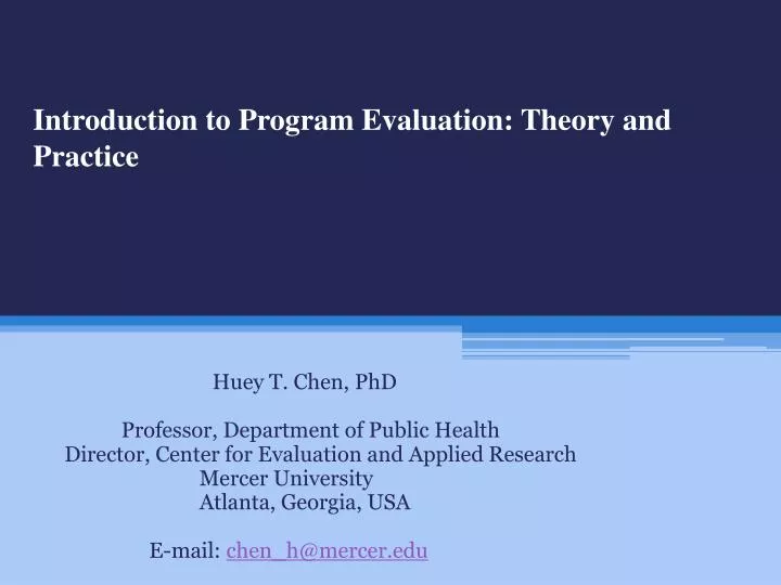 introduction to program evaluation theory and practice