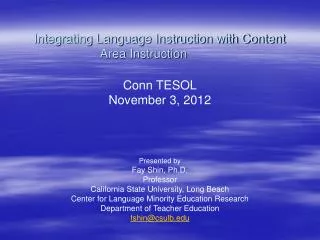 Integrating Language Instruction with Content Area Instruction