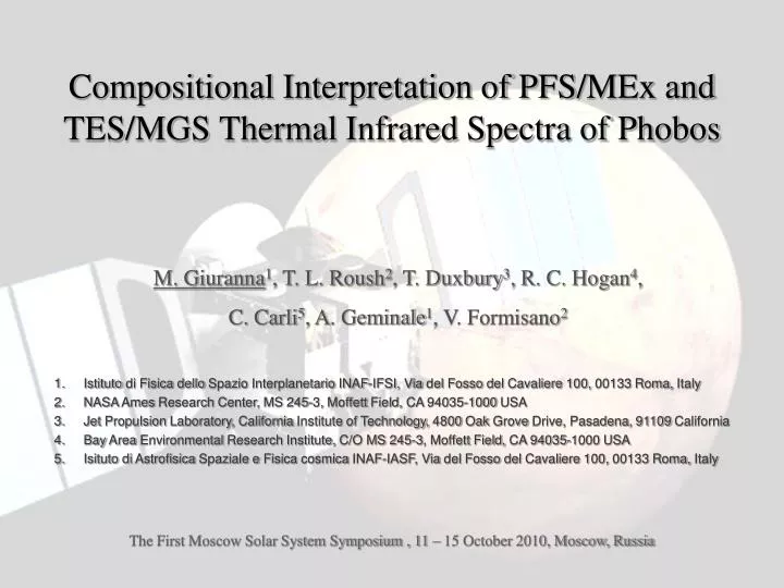 compositional interpretation of pfs mex and tes mgs thermal infrared spectra of phobos