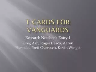 T-Cards for Vanguards