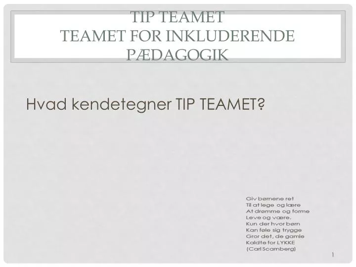 tip teamet teamet for inkluderende p dagogik