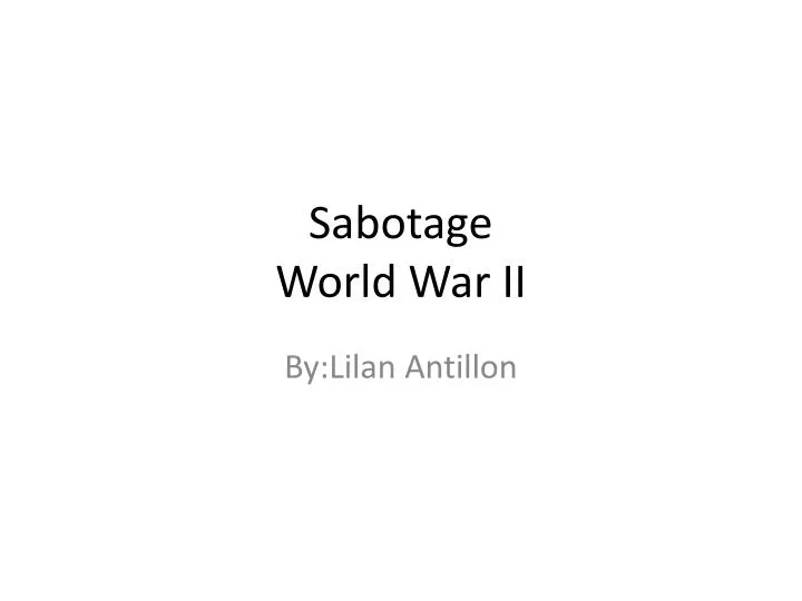 sabotage world war ii