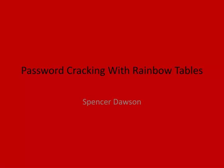 password cracking with rainbow tables