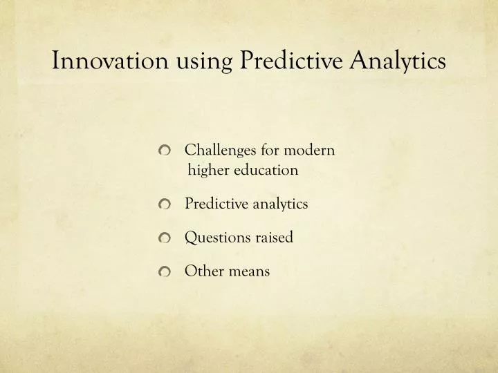 innovation using predictive analytics