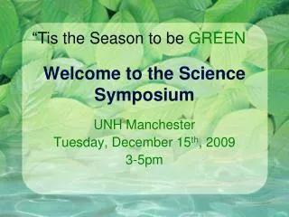 Welcome to the Science Symposium