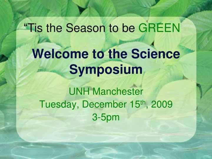 welcome to the science symposium