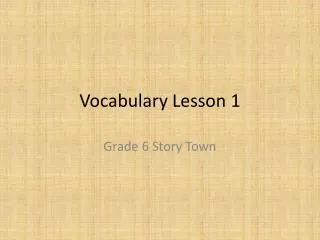 vocabulary lesson 1