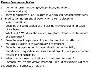 Plasma Membrane Review