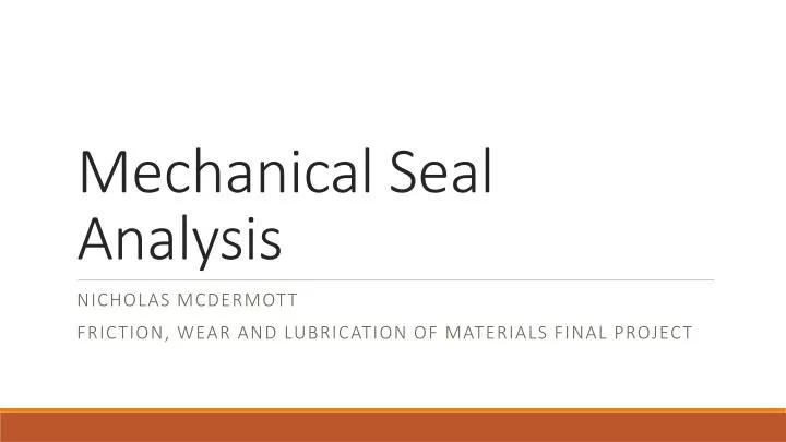 mechanical seal analysis