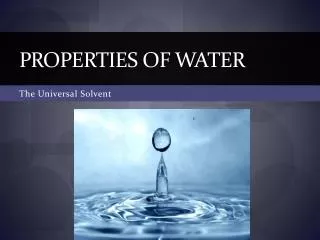 Properties of Water