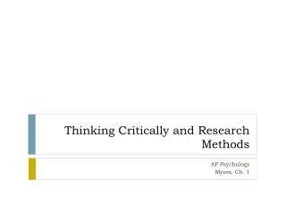 Thinking Critically and Research Methods