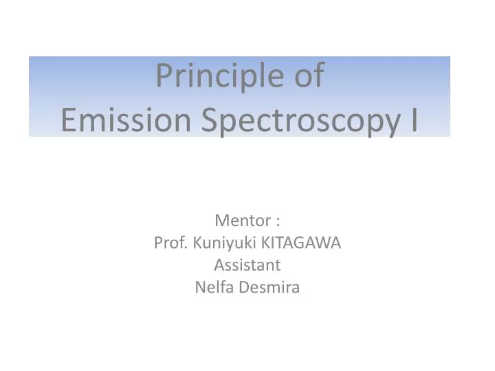 principle of emission spectroscopy i