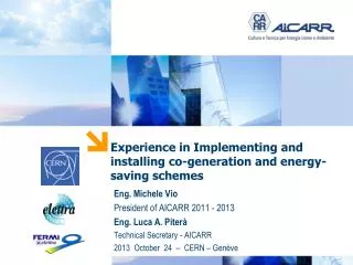 Experience in Implementing and installing co-generation and energy-saving schemes