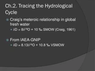 Ch.2. Tracing the Hydrological Cycle