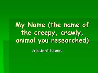 my name the name of the creepy crawly animal you researched