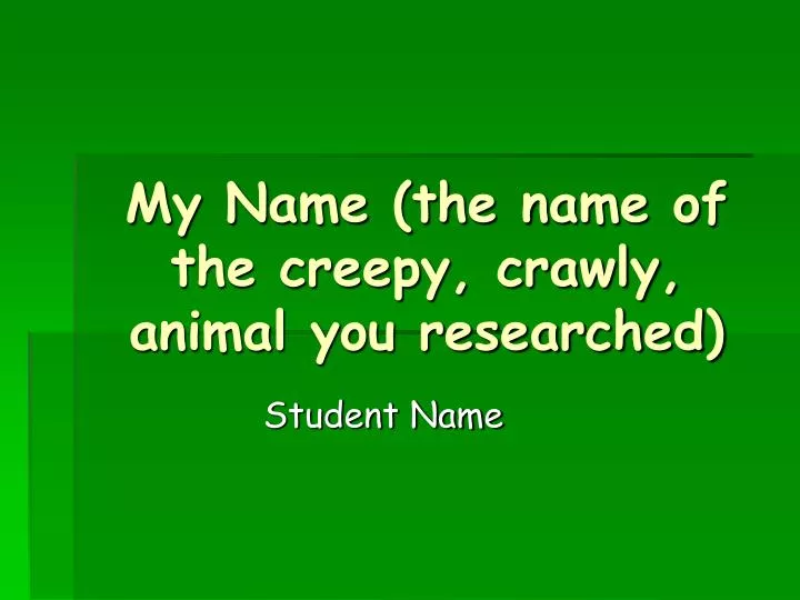 my name the name of the creepy crawly animal you researched