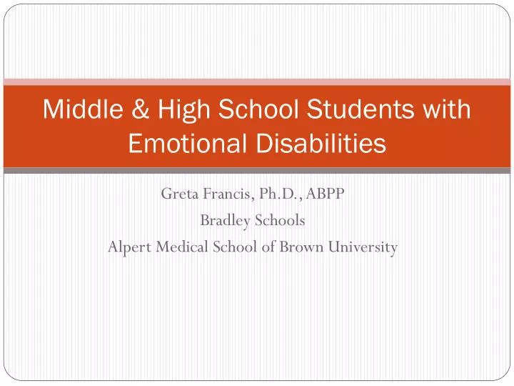 middle high school students with emotional disabilities