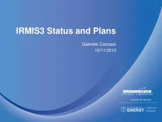 IRMIS3 Status and Plans