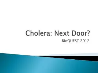 Cholera: Next Door?