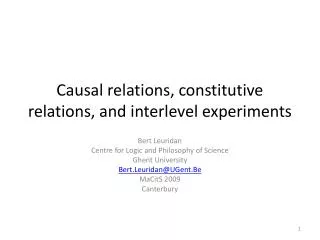 Causal relations, constitutive relations, and interlevel experiments