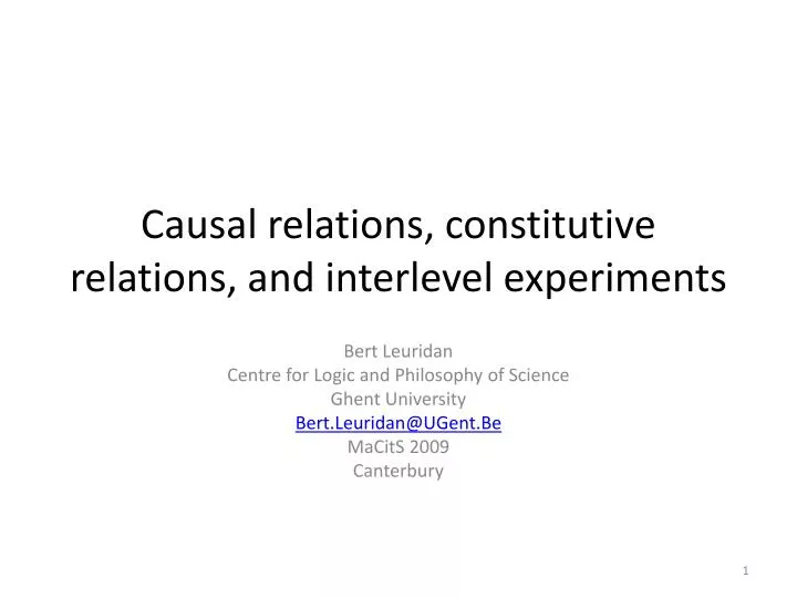 causal relations constitutive relations and interlevel experiments