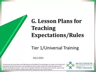 G. Lesson Plans for Teaching Expectations/Rules