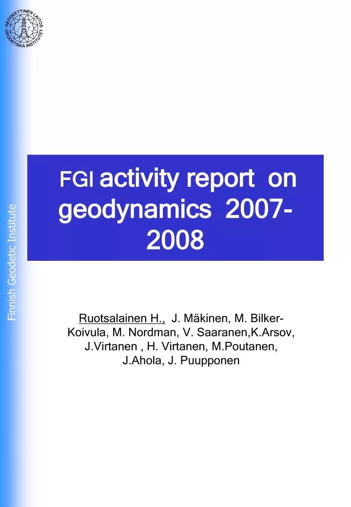 fgi activity report on geodynamics 2007 2008