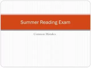 Summer Reading Exam