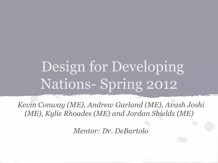 design for developing nations spring 2012